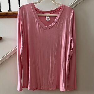 Sew In Love Blush Pink Long Sleeve V-Neck Top — Size L (New)